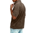 thumbnail image 5 of Mens Quarter Zip Pullover Vintage Distressed Stand Collar Polo Denim Sweatshirts Loose Casual Mock Neck Golf Shirts (Brown,L), 5 of 8