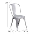 thumbnail image 3 of Pemberly Row Modern Metal Stackable Dining Side Chair in Silver, 3 of 6