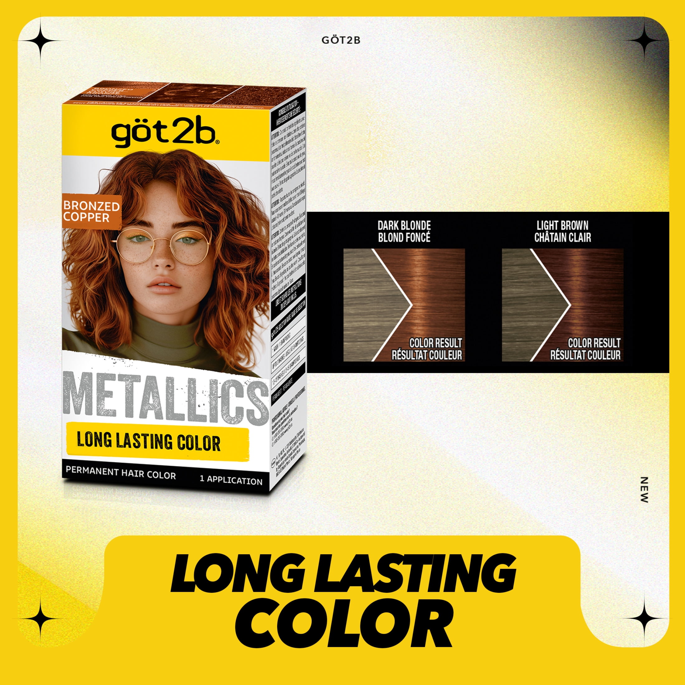 got2b Metallics Permanent Hair Dye, Bronzed Copper, Hair Color for Women & Men, 1 Kit