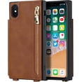 thumbnail image 2 of Crossbody Wallet Case for iPhone X/iPhone Xs with Card Slot Holder,Magnetic Flip Folio Purse Case, PU Leather Zipper Handbag with Detachable Lanyard Strap 5.8 Inch (Brown), 2 of 16