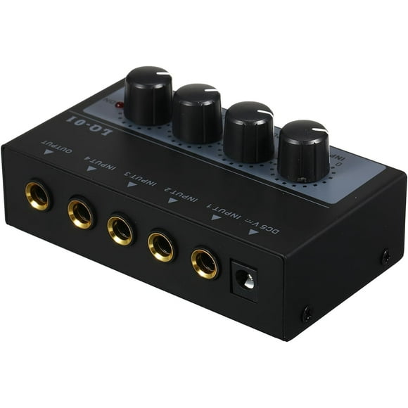 LAICAIW Audio Mixer Mixer Sound Mixer Protable Audio Mixer 4 Channel Mixer Ultra Low Noise 4 Channel Mixer 4 Input 1 Output DC 5V Portable Audio Mixer Microphone Guitar Bass Keyboard Mixers for Club