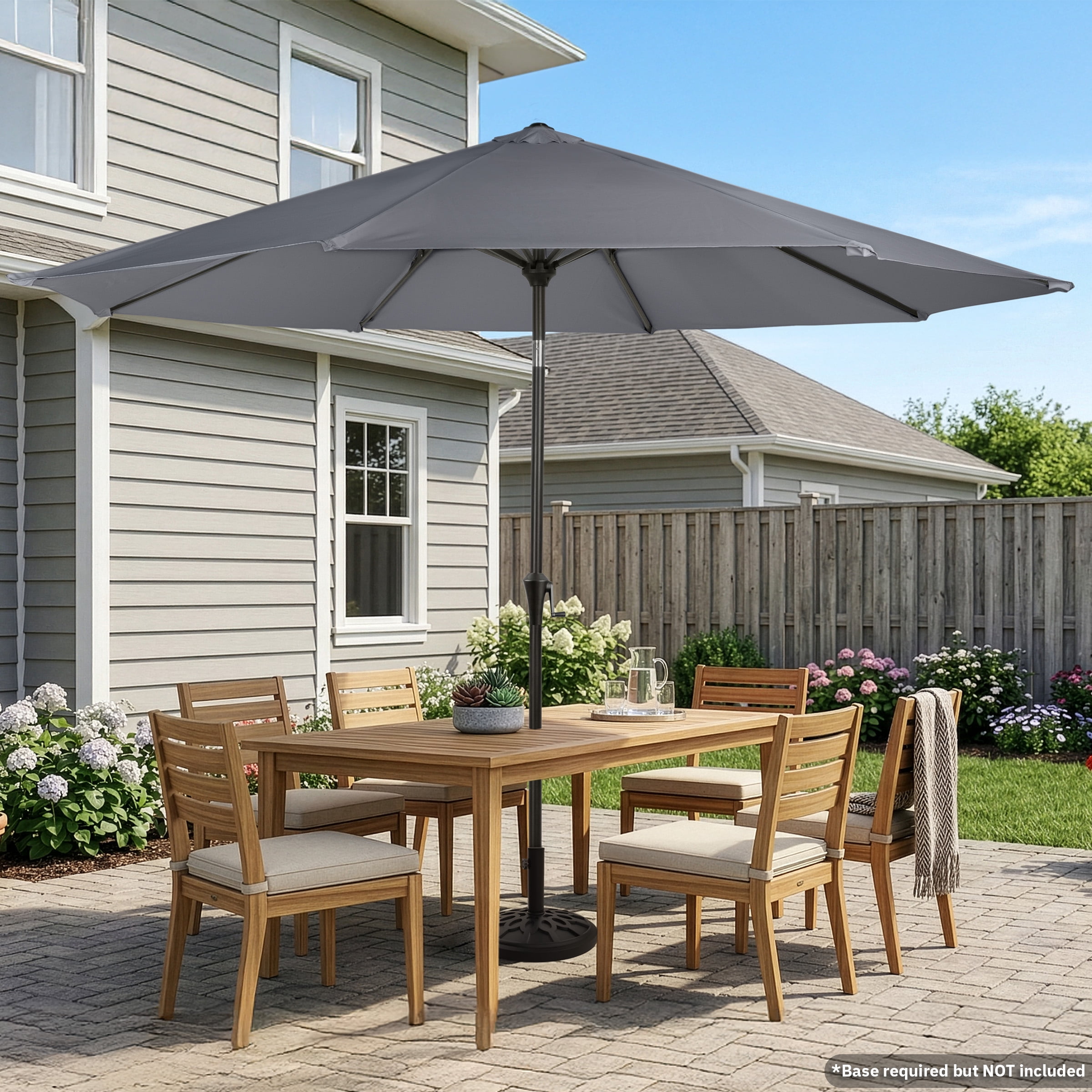 Villacera 9FT Outdoor Patio Umbrella Shade with Auto Tilt, Gray