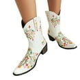 thumbnail image 5 of Mostsola Floral Embroidery Cowboy Boots for Women Snip Square Toe Ankle Boots Pull on Short Booties, 5 of 8