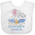 thumbnail image 3 of Inktastic My Babysitter Loves Me Cute Elephants Clouds Moon and Stars Boys or Girls Baby Bib, 3 of 4