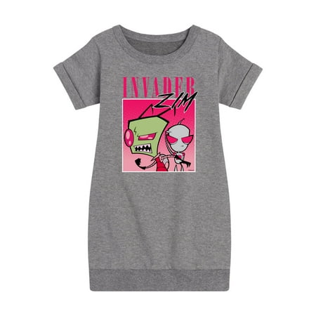 

Invader ZIM - GIR and ZIM - Retro Style - Toddler And Youth Girls Fleece Dress