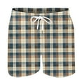 thumbnail image 3 of Aueoeo Men's Plaid Checkered Shorts High Waist Drawstring Waist Trunks Lightweight Casual Shorts With Pockets, 3 of 4