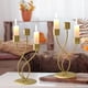 thumbnail image 1 of Centro de mesa para candelabros de hierro dorado – Candelabro curvado de 3 cabezas para una decoración romántica elegante de mesa, boda y hogar, negro moderno o dorado, 23x10x10cm, 1 of 6