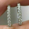 thumbnail image 3 of Lab Created Diamond Huggie Hoop Earring's 14K White Gold Plated 1.00CT Round Cut, 3 of 4