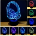 thumbnail image 1 of 3D Night Light Headphone Shape Touch Table Desk Lamps 7 Color Changing Lights (Color: Multicolor), 1 of 4