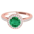 thumbnail image 2 of Mauli Jewels Engagement Rings for Women 1.35 Carat Antique Design Halo Emerald And Diamond Engagement Ring 4-prong 14k Solid Rose Gold, 2 of 7