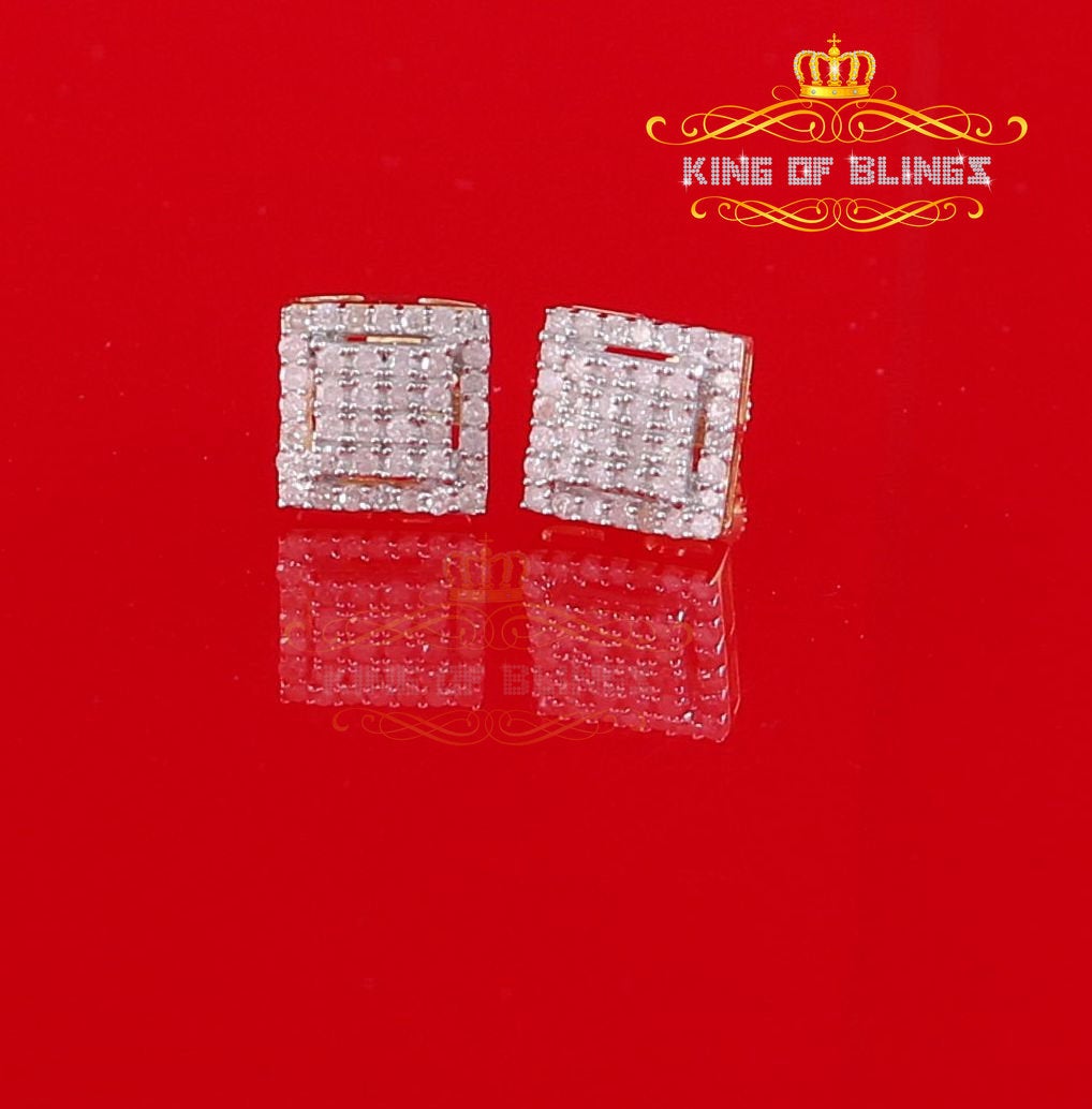 King of Bling's 0.50ct Diamond 925 Sterling Silver Hip Hop Yellow Stud Earring For Men & Women