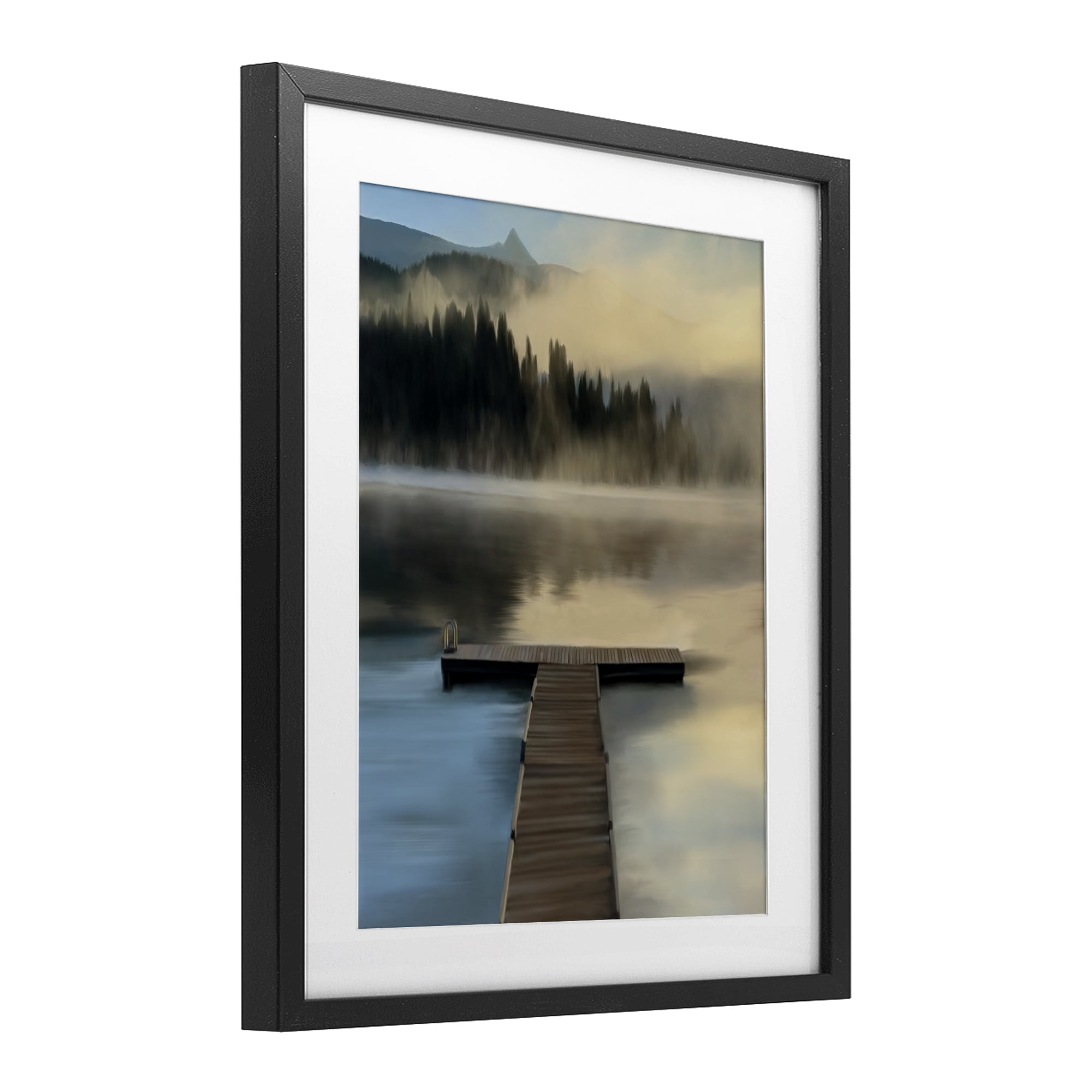 Stupell Industries Reflective Lake At Dusk Black Framed Print Under Glass, design by Renel Peters