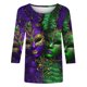 thumbnail image 5 of Xuyuer Carnival Style Print T-Shirt - Women's Fashion Loose Round Neck 3/4 Sleeve Top for Daily Wear, Festival Themed Outfits, Playful Seasonal Style & Streetwear Statement Piece, 5 of 5