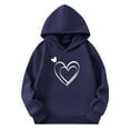 thumbnail image 3 of Eltusu Girls Valentine's Day Hoodies, Spring Fall Pullover Heart Graphic Loose Fit Long Sleeve Sweatshirts Navy Size 10-12 T, 3 of 5