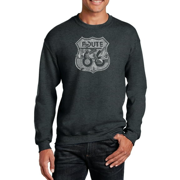 LA Pop Art Men's Word Art Crewneck Sweatshirt - Stops Along Route 66