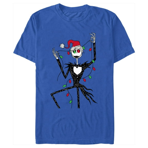 Men's The Nightmare Before Christmas Jack Christmas Lights Graphic Tee Royal Blue Large