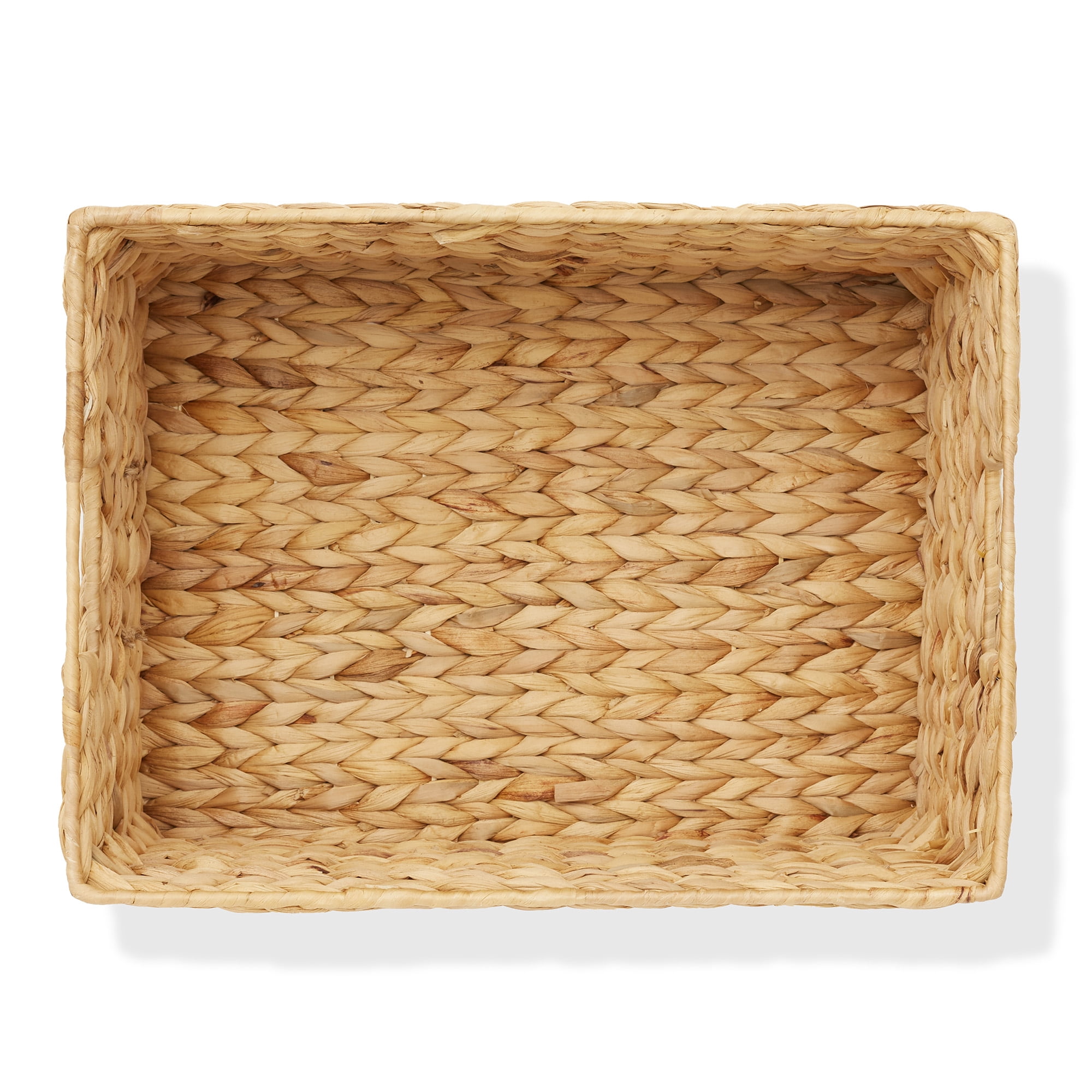 Casafield (Set of 2) Water Hyacinth 12-1/2"x17"x8" Pantry Baskets w/ Chalkboard Labels and Marker - Natural, Woven Storage Bins for Kitchen Shelves