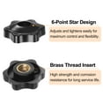 thumbnail image 4 of 12 Pieces Star Knobs M8 Thread 32mm 6-Point Head Brass Insert Through Hole Threaded Hand Knob Black, 4 of 6
