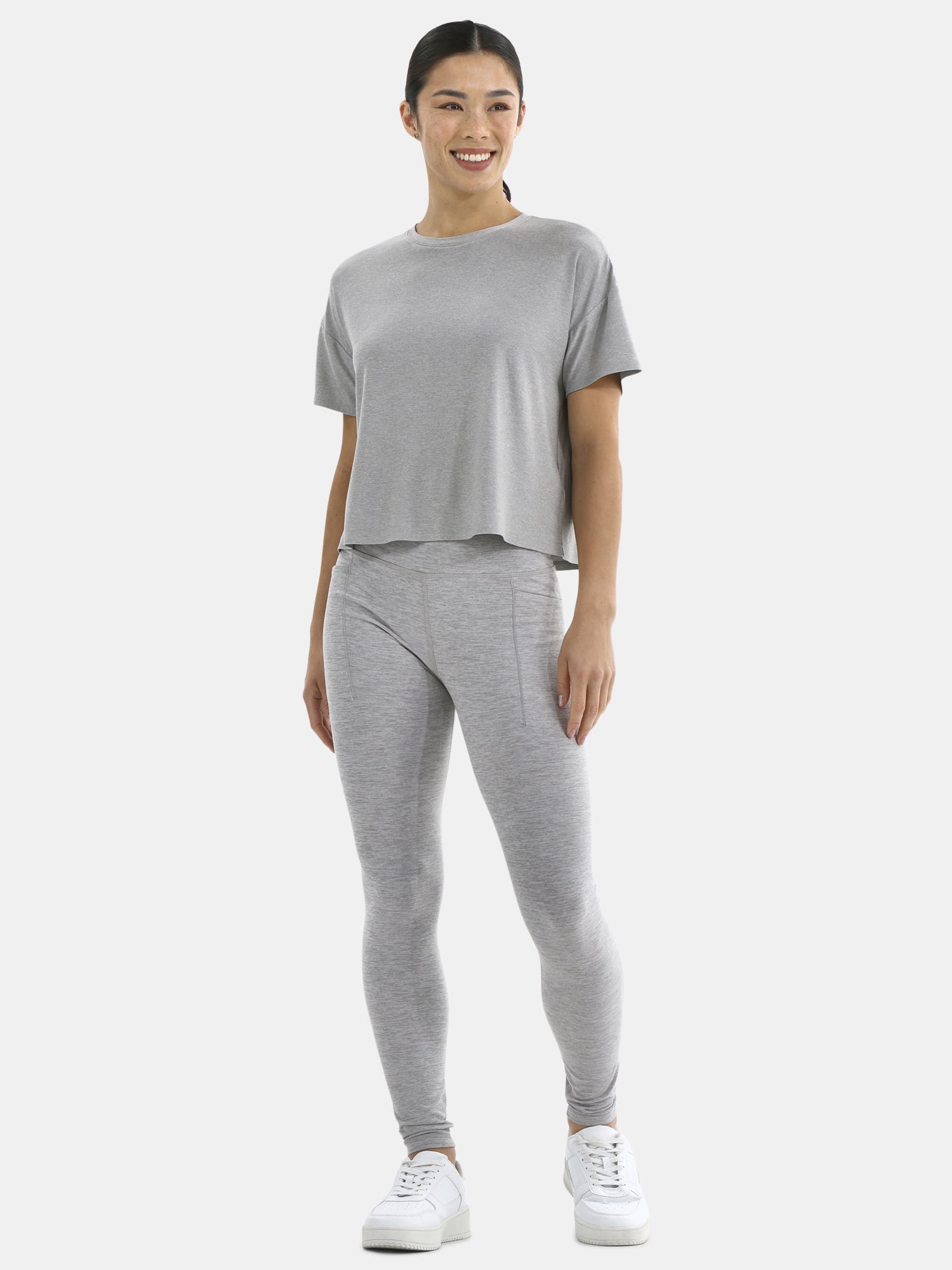 Athletic Works Women's ButterCore Cropped Tee with Short Sleeves, Sizes XS-XXXL