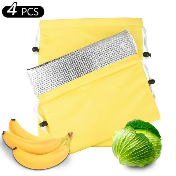 Tripumer 4 Pcs Yellow Banana Bags 11 x 13.7 inch Multipurpose for Refrigerator Organizer Banana  Vegetable  Fresh Herb Storage