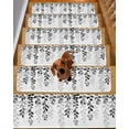thumbnail image 2 of Grey Ombre Botanical Stair Treads for Wooden Steps Indoor Runner Rug Carpet, Watercolor Gray Pastoral Leaf 15 Pieces Peel and Stick Staircase Step Treads Covers Washable Throw Door Mats, 30"x8", 2 of 5