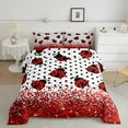 thumbnail image 2 of Manfei Kawaii Ladybug 3 Pieces Queen Comforter Set,Polka Dots Ultra Soft Bedding Sets,Bling Glitter Bedding Comforter Set,Super Cozy Animal Room Decor,Reversible, 2 of 8