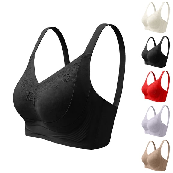 Jelly Bras for Women BWASD Lace Wide Strap No Underwire Wireless Underwear Comfort Push Up Lift Full Coverage Supportive Bralettes Everyday T Shirt Bras S-XXL