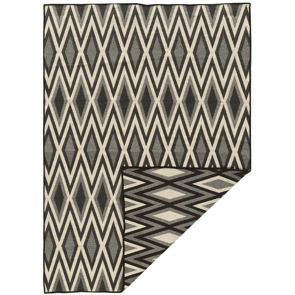 Linon Salonika Diamond Reversible Woven Wool 5'x8' Rug in Gray