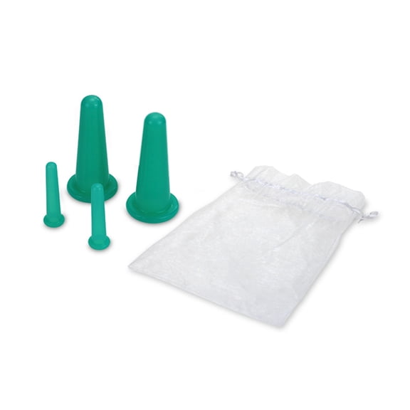 XIRQI 4 Pcs Face Cupping Set,Facial Cupping Set for Face and Eye Massage,Silicone Massage Vacuum Anti Aging Beauty Tool Facial Eye Care (2 Small 2 Large) (Green)