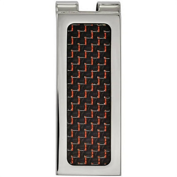 Primal Steel Stainless Steel Polished with Black and Red Carbon Fiber Inlay Money Clip