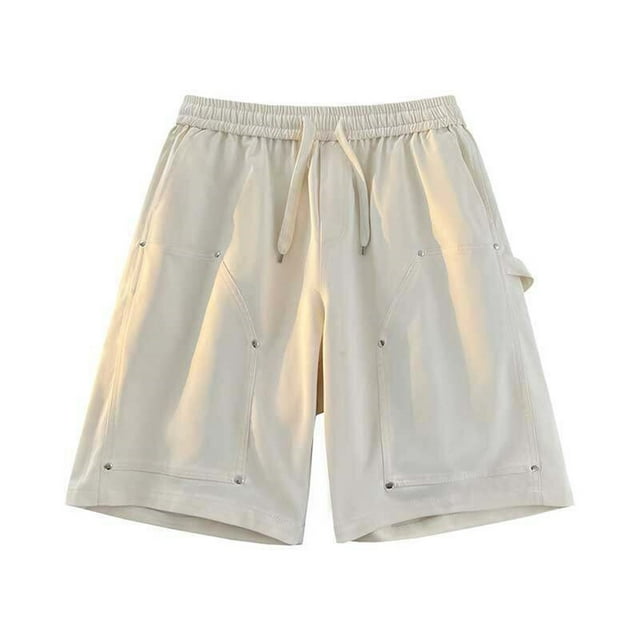 Pantalones cortos deportivos con cordón para hombre 2025: tallas grandes, corte recto holgado, poliéster-spandex, secado rápido, múltiples bolsillos, tallas L-XXXXXL.