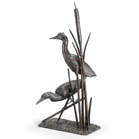 SPI Heron Couple with Reeds Sculpture 28.5" x 15" x 11" 8 lbs. Aluminum
