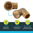 thumbnail image 3 of SharkBite 3/4 Inch 90 Degree Male Adapter Elbow, Pack of 6, Push to Connect Brass Plumbing Fitting, PEX Pipe, Copper, CPVC, PE-RT, HDPE, U286LF, 3 of 5