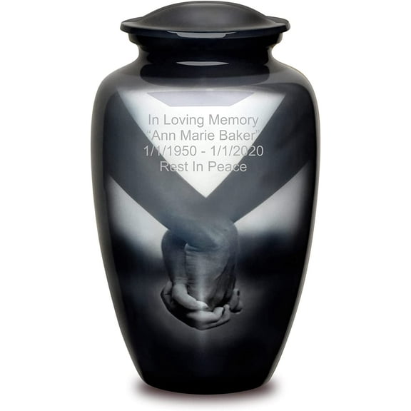 Personalized Urns for Human Ashes, Customized Loving Hand Adult Cremation Urn, Adult Urn with Velvet Bag.