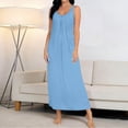 thumbnail image 2 of LIaqionyy Women's Nightgown Sleeveless Sleepwear Wide Strap Pleated Scoop Neck Long Nightshirt Lounge Dresses, 2 of 6