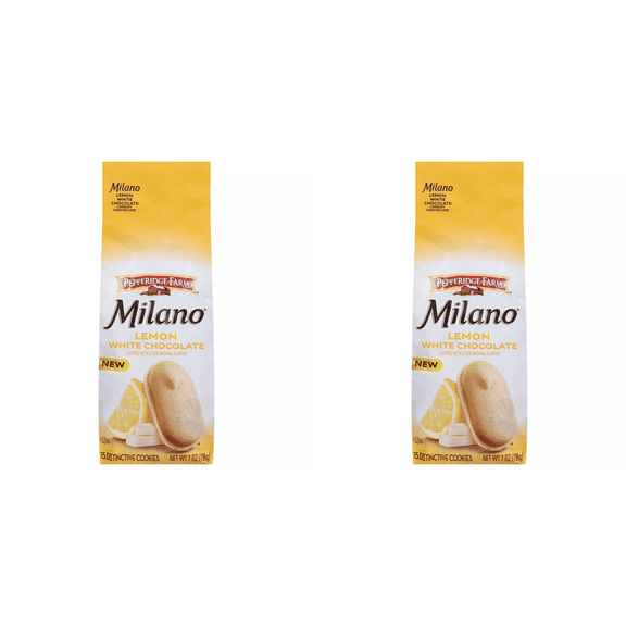 Pepperidge Farm Milano Lemon White Chocolate Cookies, 7 oz pack of 2