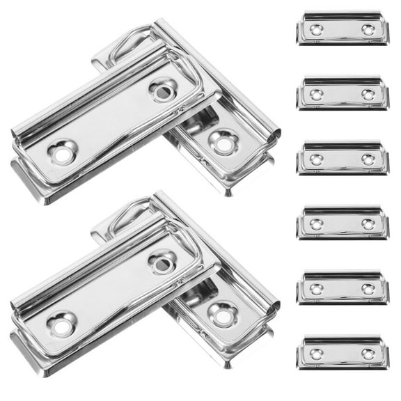 OFFIGAM 10Pcs Silver Metal Writing Board Clips for Office Clipboard and File Organization