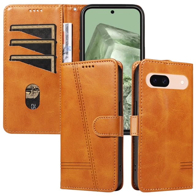 Phone Case for Google Pixel 8A 5G Magnetic PU Leather Card Slots Durable Wallet Cover