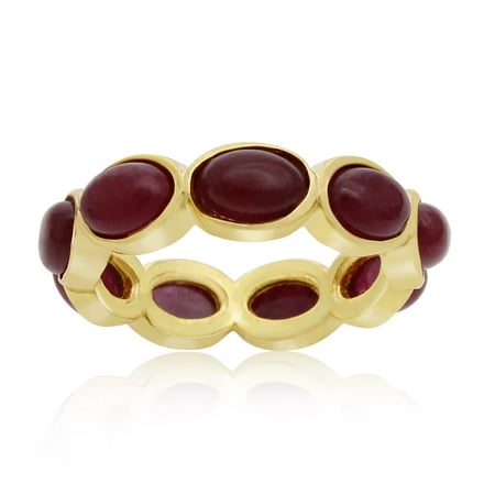 10 Carat Ruby Eternity Ring In 14K Yellow Gold Over Sterling Silver Size 5