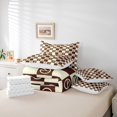 thumbnail image 6 of Homewish Teens Geometric Plaid Grid Bedding Comforter Set 7 Pieces,Abstract Minimalist Buffalo Full Bedding Set Lightweight,Brown Wheat Fitted Sheet Flat Sheet,Breathable Home Decor,Reversible, 6 of 8