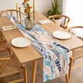 thumbnail image 3 of Ombre Blue Brown Table Runner - 72 Inch Long, Kitchen Dining Table Runner Dresser Scarves, Summer Abstract Coastal Ocean Beach Wave Farmhouse Decor for Coffee Tables Wedding Party Banquet, 3 of 8
