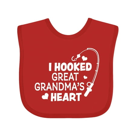 

Inktastic I Hooked Great Grandma s Heart with Fishing Rod Gift Baby Boy or Baby Girl Bib