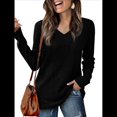 thumbnail image 1 of Blusas de Larga para Mujer, Camisetas con Cuello en V, Suéteres Tipo Túnica Ligeros, Moda Negro XXL, 1 of 9