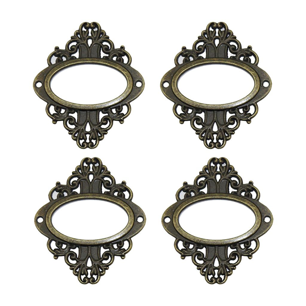 4x Label Holder Pull Handles Vintage Label Frame Drawer Knobs f
