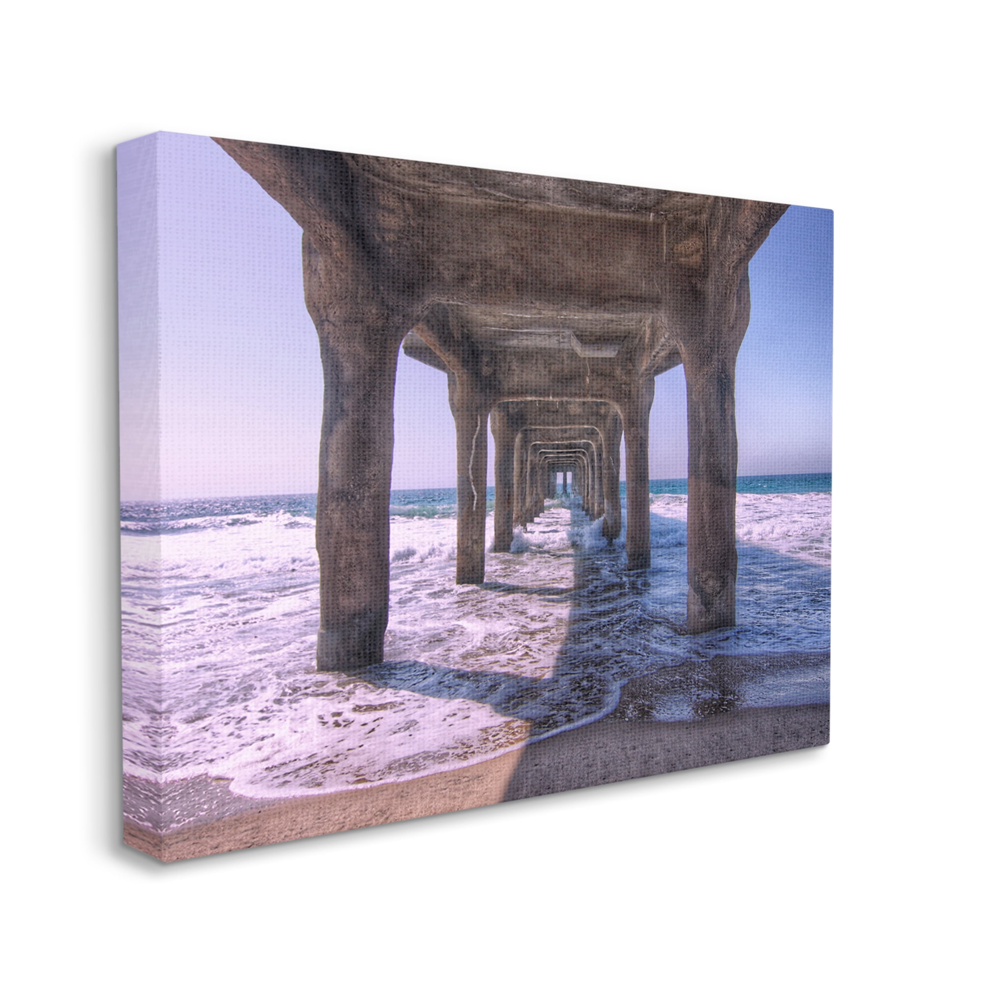 Stupell Industries Waves Under Dock Landscape Photography Gallery Wrapped Canvas Art Print Wall Art, 20 x 16