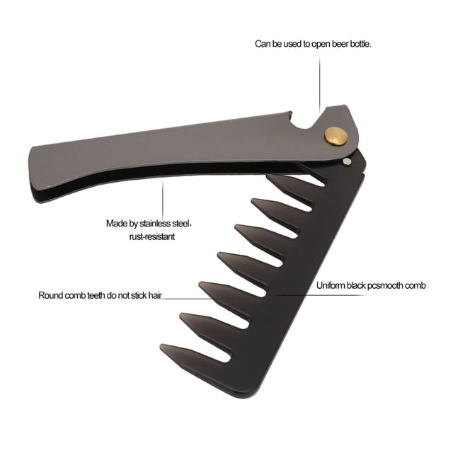Peine Portátil Plegable De Acero Inoxidable Para El Cuidado Del Cabello, Peine Para Recortar La Barba Y Peinar La Cabeza Con Aceite