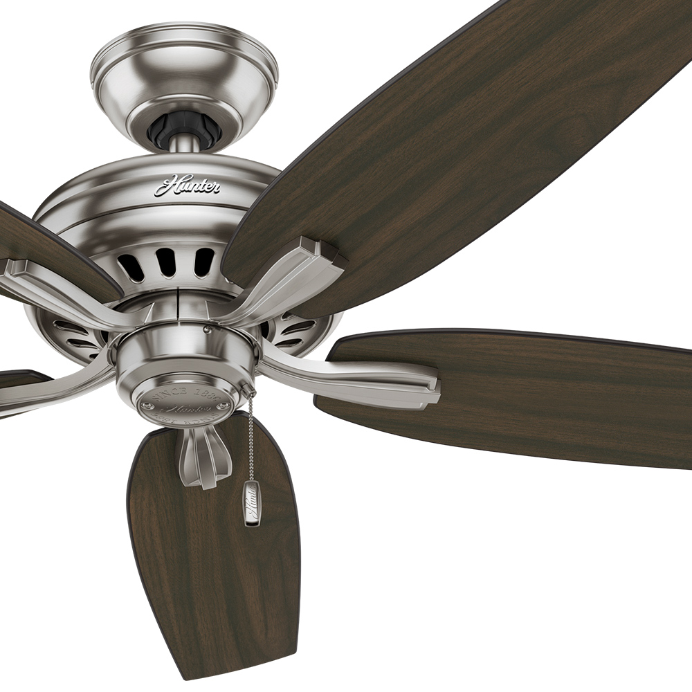 Hunter Fan 52 Ceiling Fan In Brushed Nickel With 5 Dark Walnut