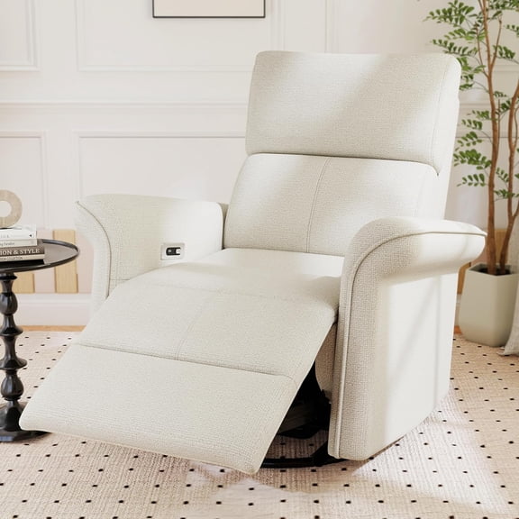 Power Swivel Rocker Recliner Chair for Nursery, Upholstered Snowflake Velvet 270°Swivel Glider Rocker Chair with USB Ports, Small Power Recliners for Small Spaces Living Room