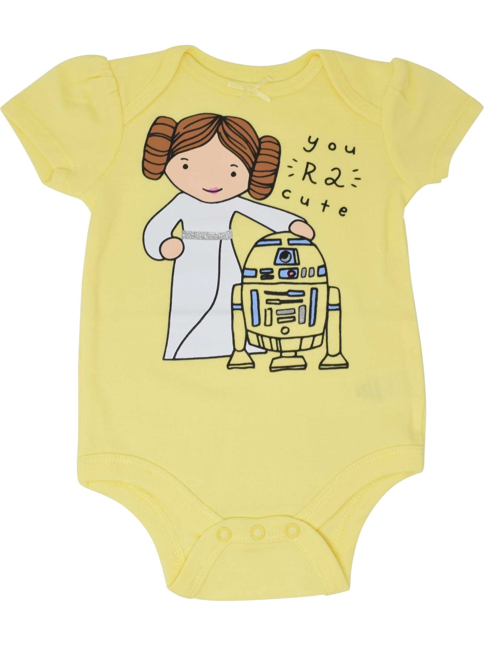 Star Wars R2-D2 Chewbacca Princess Leia Newborn Baby Girls 5 Pack Bodysuits Newborn to Infant