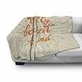 thumbnail image 3 of Saying Soft Flannel Fleece Throw Blanket, Be Silly Honest and Kinds Inspirational Phrase Grunge Letters Retro, Cozy Plush for Indoor and Outdoor Use, 70" x 90", Dark Orange Taupe, by Ambesonne, 3 of 6